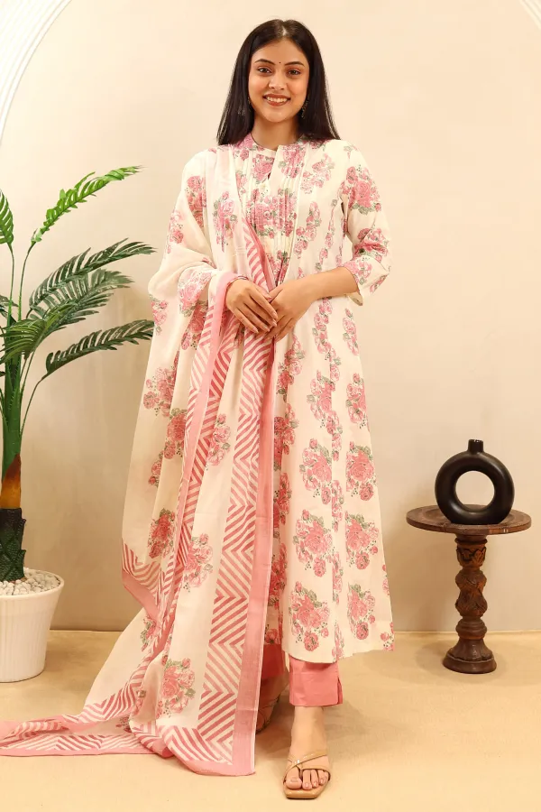 Cream_Printed_Cotton_Anarkali_Frock_With_Cotton_Dupatta