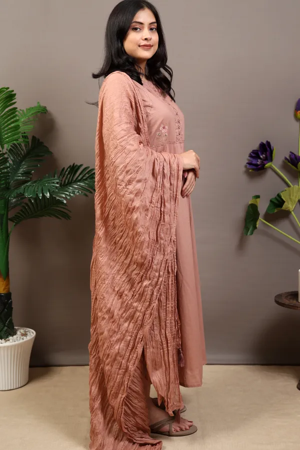 Short_Gown_Thread_Work_With_Cotton_Dupatta