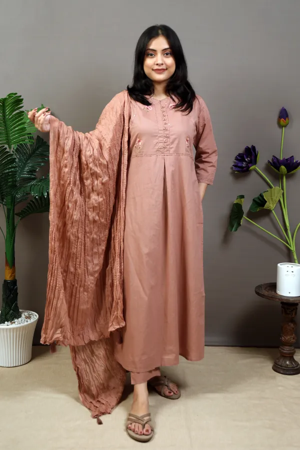 Short_Gown_Thread_Work_With_Cotton_Dupatta