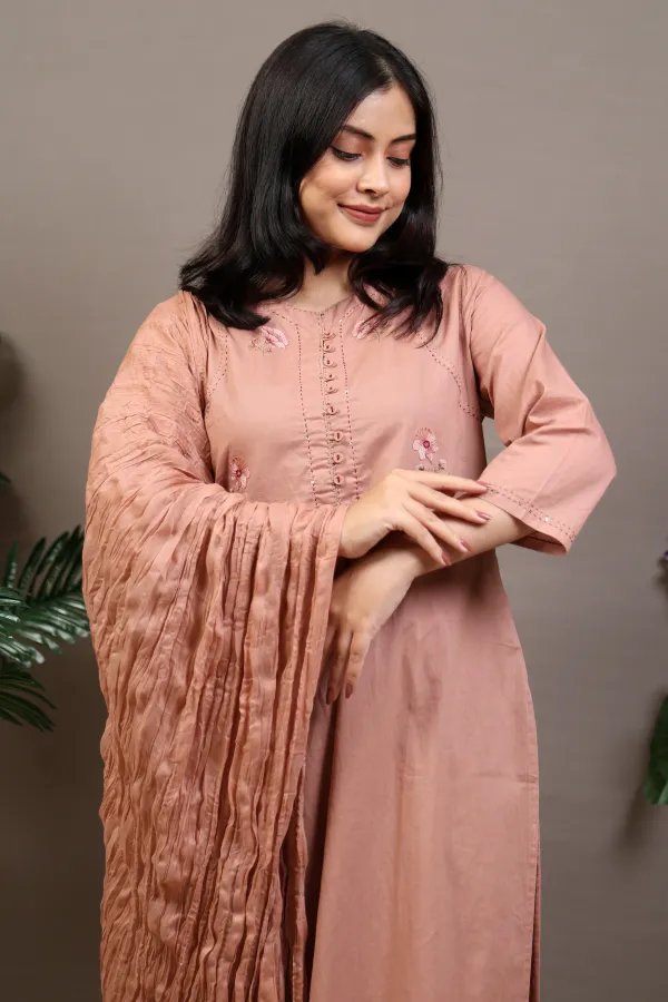 Short_Gown_Thread_Work_With_Cotton_Dupatta