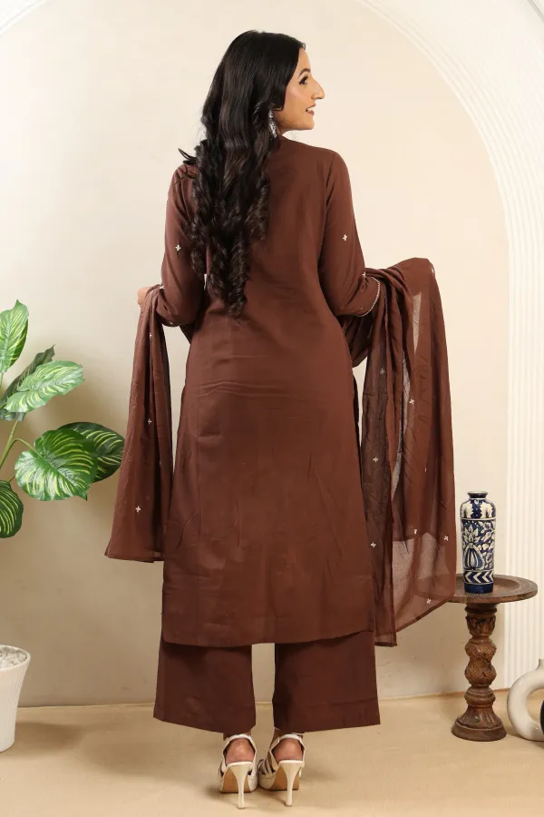 Brown_Cotton_Three_Piece_Suit_and_Plazzo_For_Women