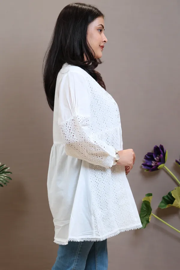 Single_White_Kurti_With_Cutwork_And_Handwork