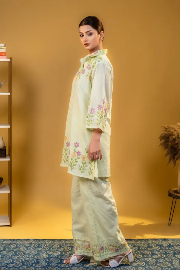 Pista_Green_Plazzo_Co-Ord_Set_with_thread_Work