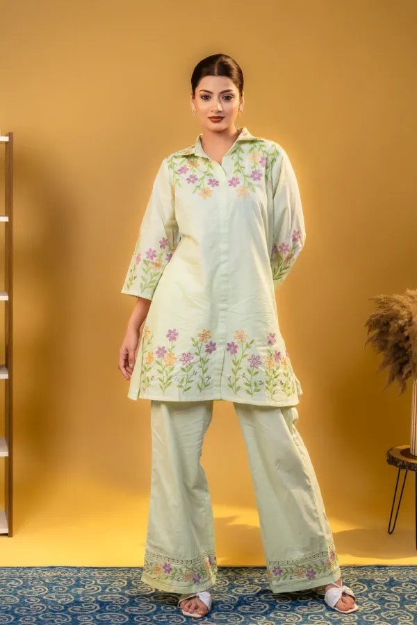 Pista_Green_Plazzo_Co-Ord_Set_with_thread_Work