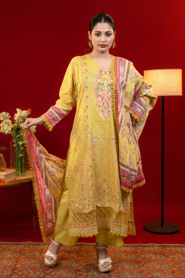 Yellow_Embroidered_Lawn_Cotton_Kurta_Set_with_Printed_Dupatta