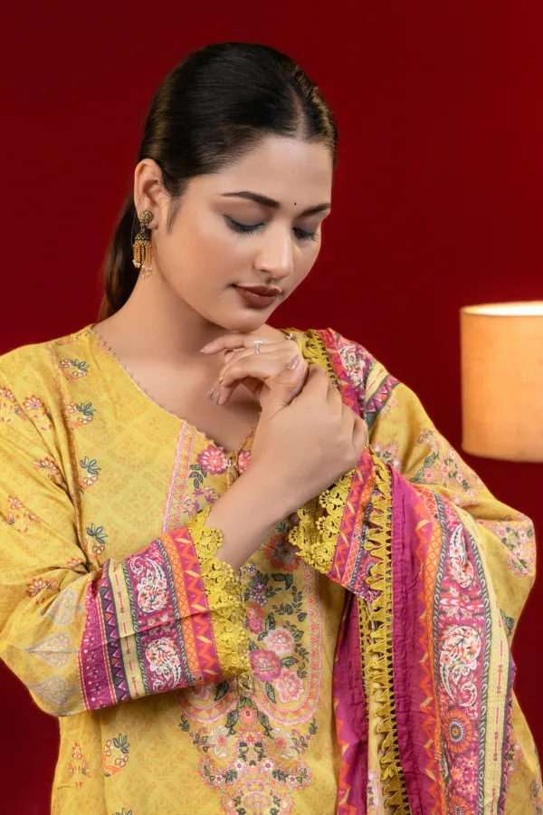 Yellow_Embroidered_Lawn_Cotton_Kurta_Set_with_Printed_Dupatta
