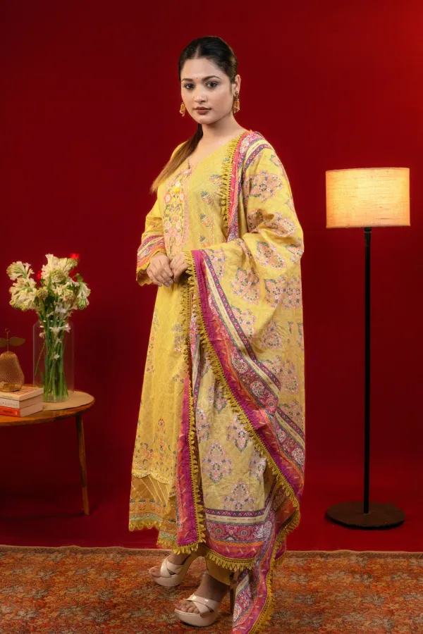 Yellow_Embroidered_Lawn_Cotton_Kurta_Set_with_Printed_Dupatta