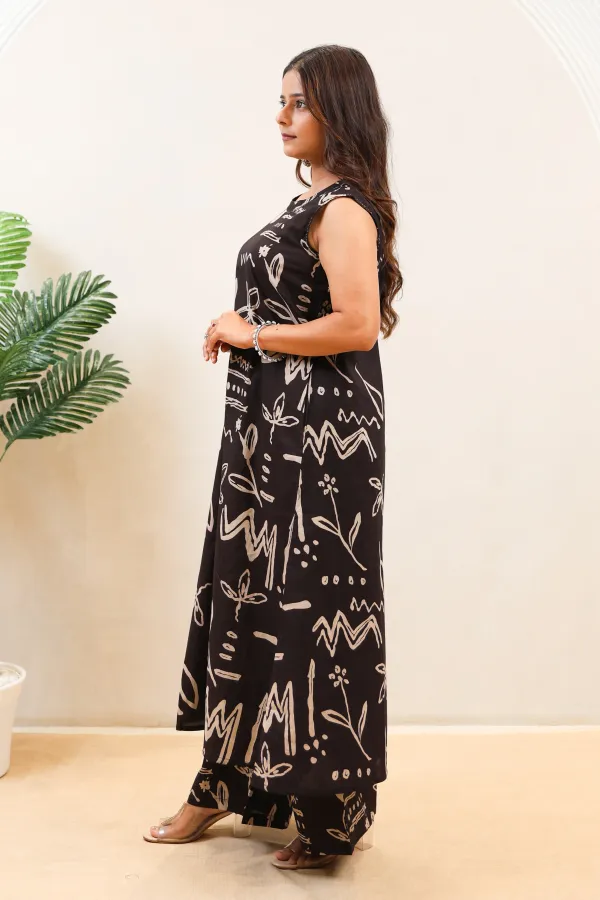Black_Cotton_Two_Piece_Suit_For_Women