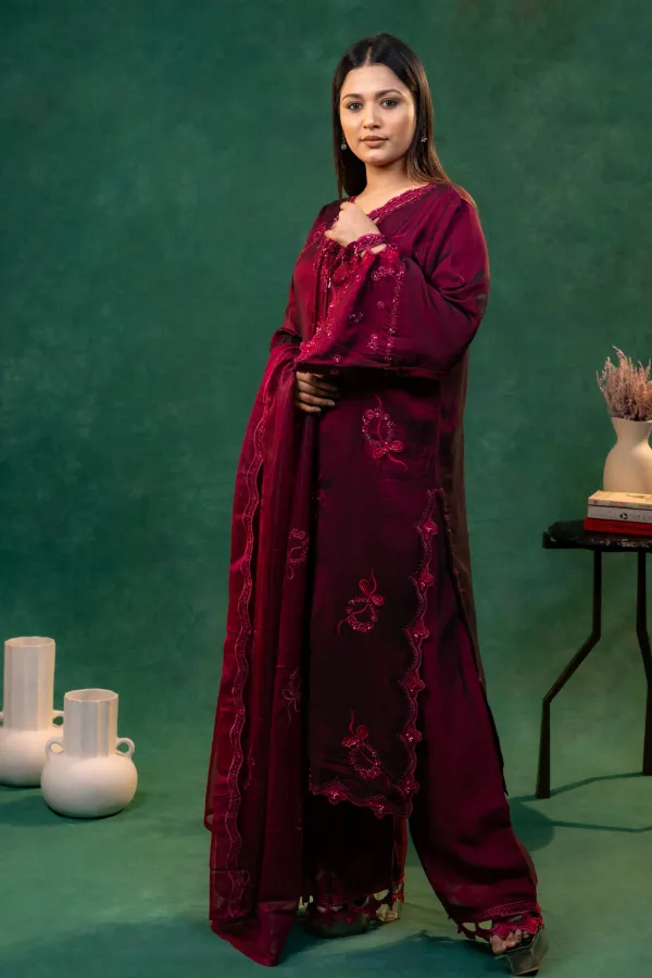 Wine_Straight_Party_Wear_Suit_with_Sequines_and_Cutwork