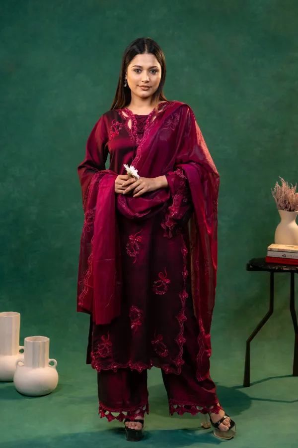 Wine_Straight_Party_Wear_Suit_with_Sequines_and_Cutwork