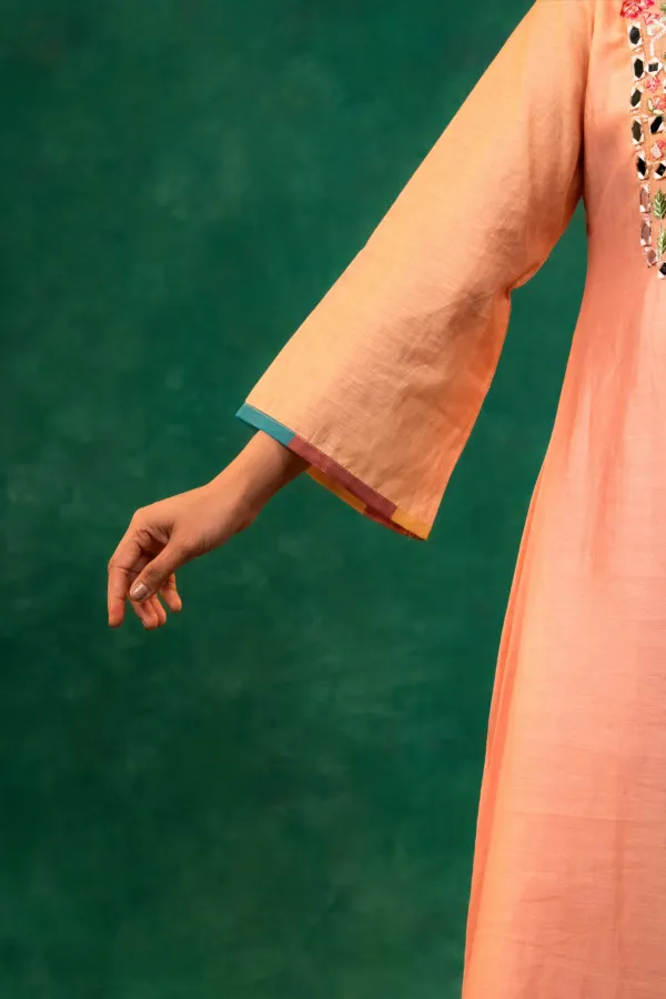 Peach_A-Line_Embroided_Neck_Suit_with_Printed_Dupatta