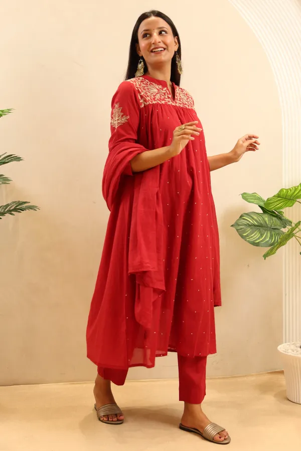 Rust_Cotton_Anarkali_Frock_For_Women