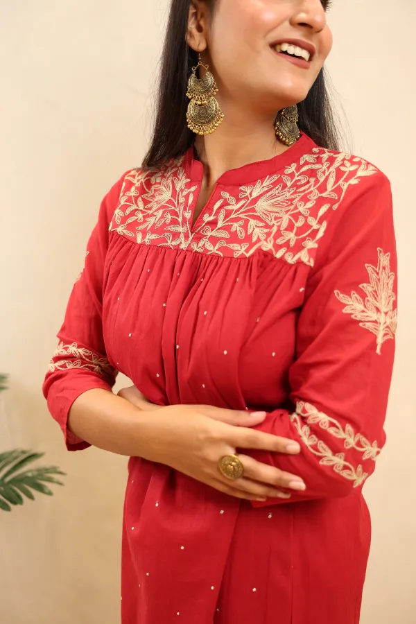 Rust_Cotton_Anarkali_Frock_For_Women