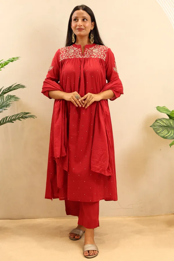 Rust_Cotton_Anarkali_Frock_For_Women