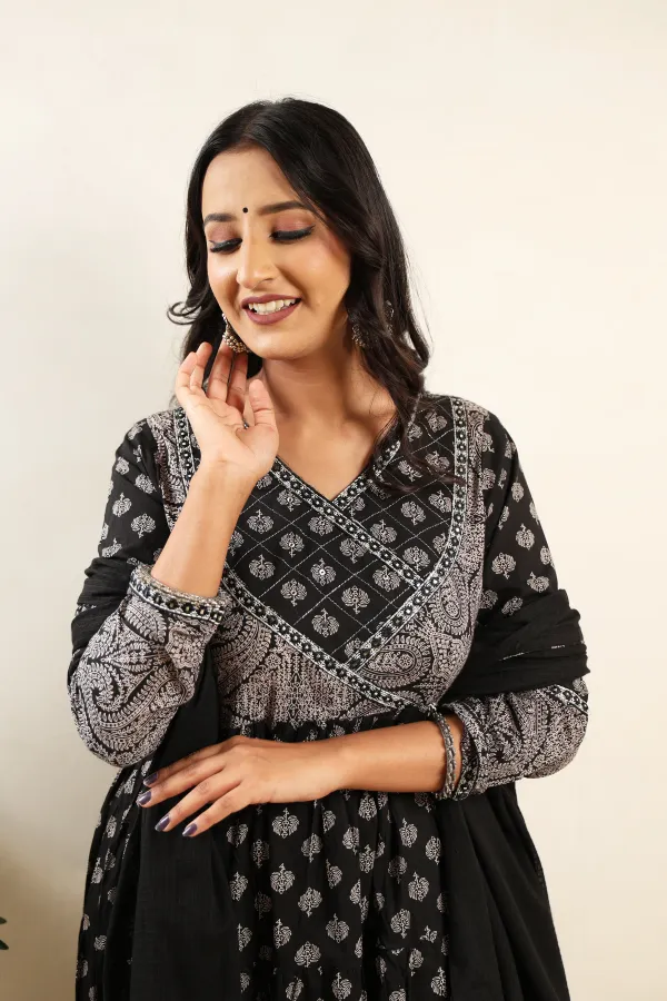 Black_Anarkali_Frock_With_Cotton_Dupatta
