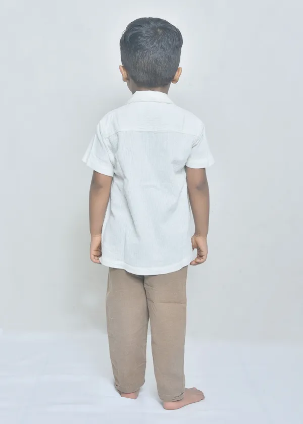 White_Organic_Cotton_Woven_Bird_Motif_Relaxed_Casual_Shirt_For_Boys
