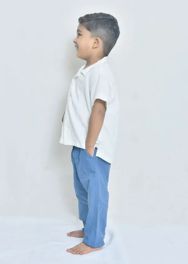 White_And_Blue_Organic_Cotton_Relaxed_Fit_Shirt_And_Pants_Set_For_Boys