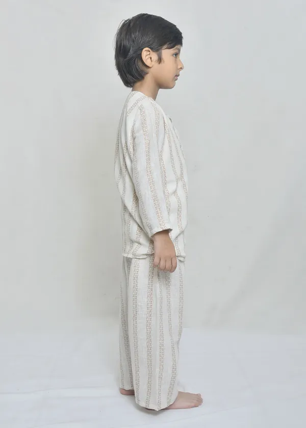 Ivory_Handloom_Linen_Striped_Handloom_Kurta_Pajama_Set_For_Boys