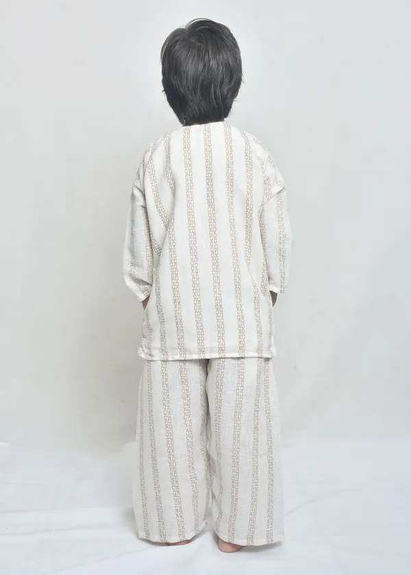 Ivory_Handloom_Linen_Striped_Handloom_Kurta_Pajama_Set_For_Boys