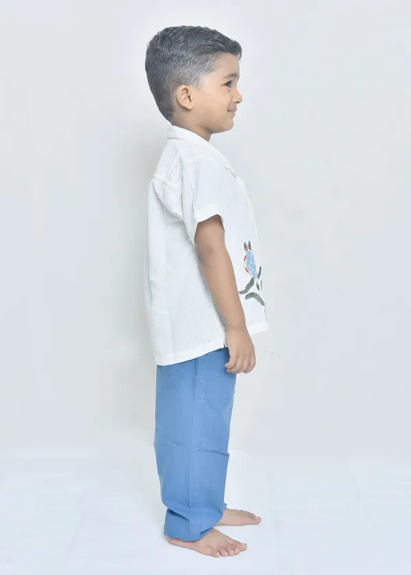 White_And_Blue_Organic_Cotton_Relaxed_Fit_Shirt_And_Pants_Set_For_Boys