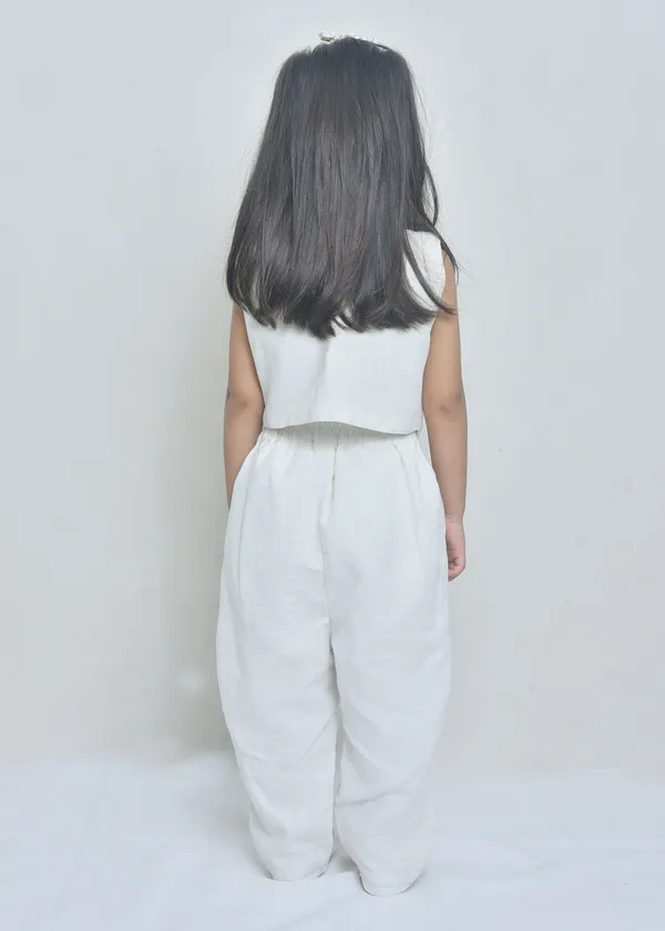 White_Organic_Cotton_Embroidered_Sleeveless_Top_And_Trousers_Set_For_Girls