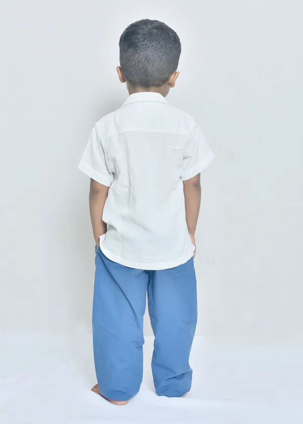 White_And_Blue_Organic_Cotton_Relaxed_Fit_Shirt_And_Pants_Set_For_Boys