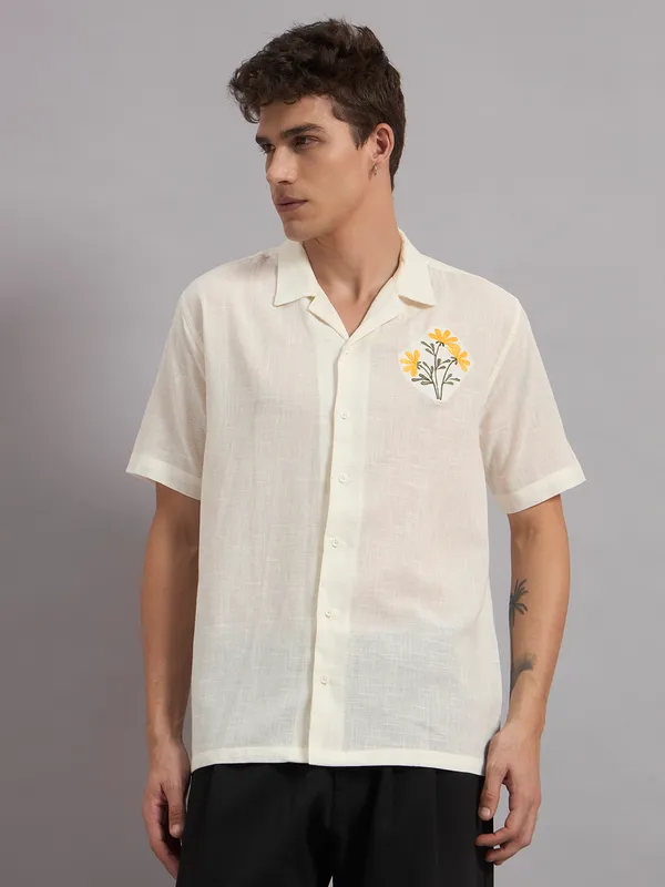 Off_White_Organic_Cotton_Textured_Relaxed_Fit_Floral_Embroidered_Shirt_For_Men