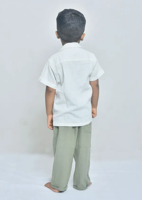 White_And_Green_Organic_Cotton_Botanical_Graphic_Shirt_And_Trousers_Set_For_Boys
