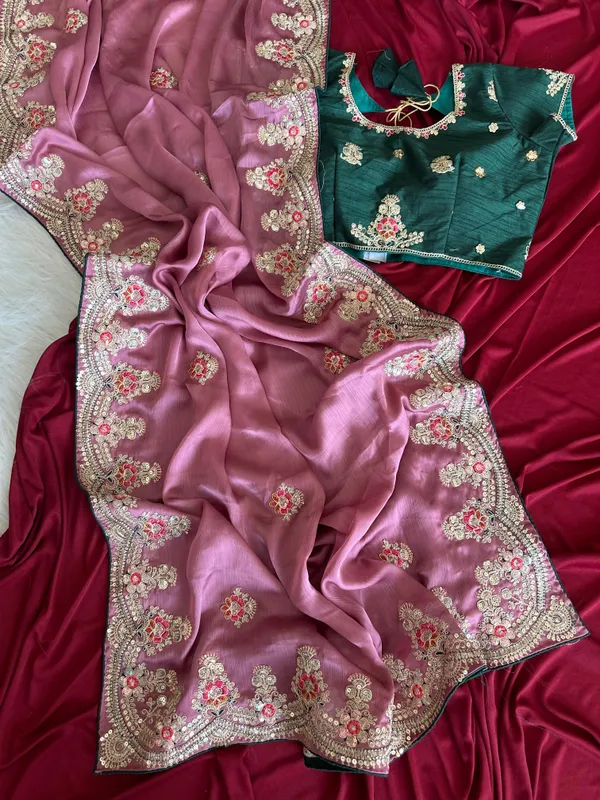 Pink_Green_Silk_Embroidered_Saree_With_Stitched_Blouse_For_Women