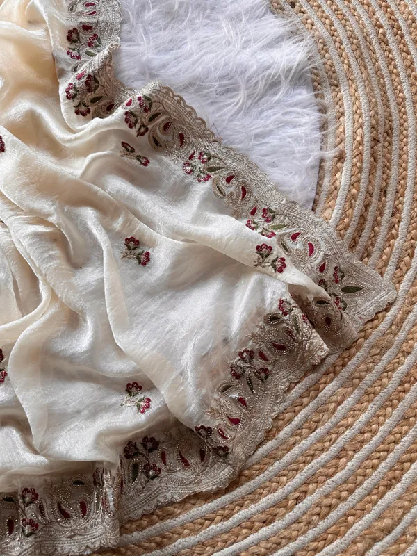 White_Red_Organza_Embroidered_Floral_Saree_For_Women