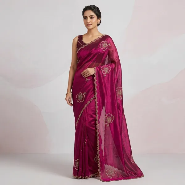 Magenta_Silk_Embroidered_Saree_With_Blouse_For_Women