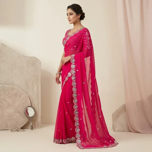 Pink_Silk_Georgette_Sequin_Embellished_Saree_For_Women