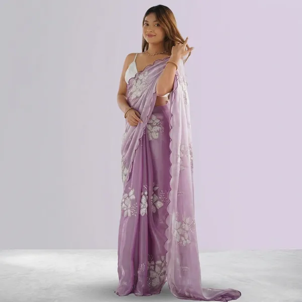 Purple_Organza_Embellished_Saree_With_Blouse_For_Women