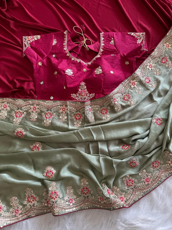 Pastel_Green_Silk_Georgette_Embroidered_Saree_Set_For_Women