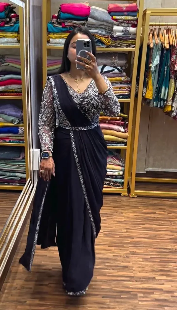 Black_Silver_Silk_Georgette_Zari_Embroidered_Saree_For_Women