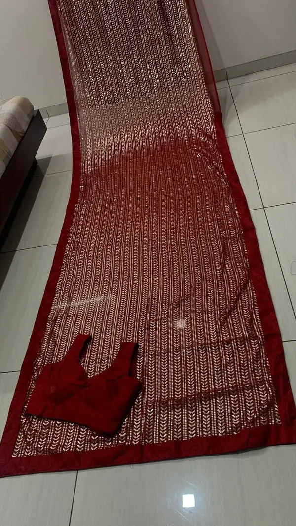 Maroon_Silk_Georgette_Sequin_Embroidered_Saree_For_Women