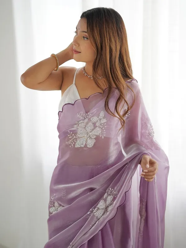 Purple_Organza_Embellished_Saree_With_Blouse_For_Women