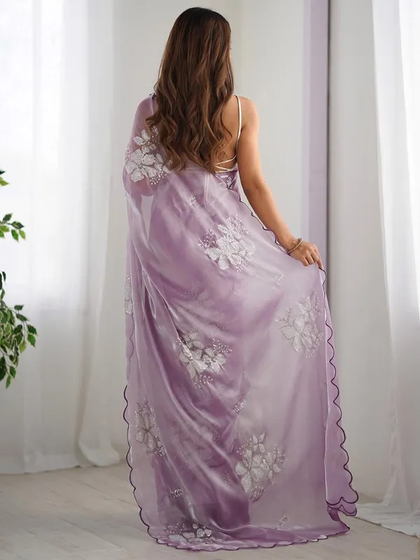 Purple_Organza_Embellished_Saree_With_Blouse_For_Women