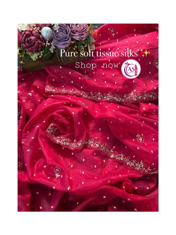 Cherry_Pink_Tissue_Silk_Daga_Pitta_Border_Saree_For_Women