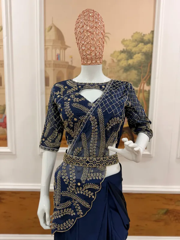 Navy_Blue_Silk_Georgette_Embroidered_Saree_With_Blouse_For_Women