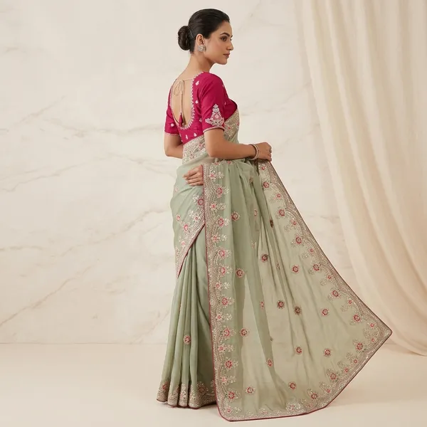 Pastel_Green_Silk_Georgette_Embroidered_Saree_Set_For_Women