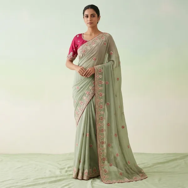 Pastel_Green_Silk_Georgette_Embroidered_Saree_Set_For_Women