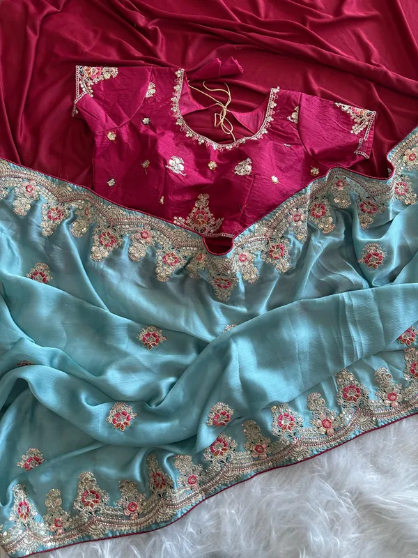 Sky_Blue_Net_Sequin_Embellished_Saree_For_Women