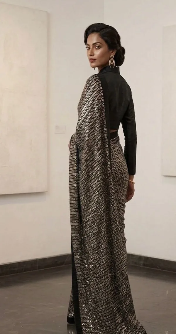 Black_Silk_Georgette_Embroidered_Saree_For_Women
