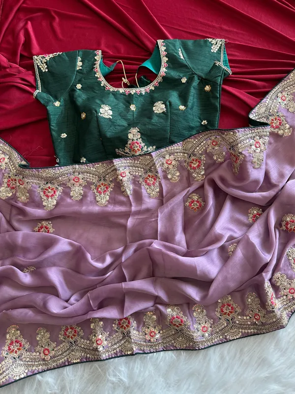 Green_Mauve_Silk_Georgette_Embroidered_Saree_With_Stitched_Blouse_For_Women