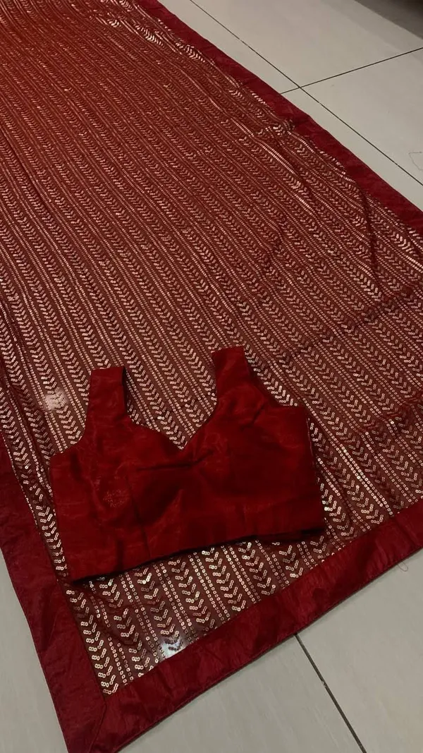 Maroon_Silk_Georgette_Sequin_Embroidered_Saree_For_Women