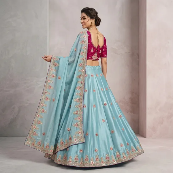 Sky_Blue_Net_Sequin_Embellished_Saree_For_Women