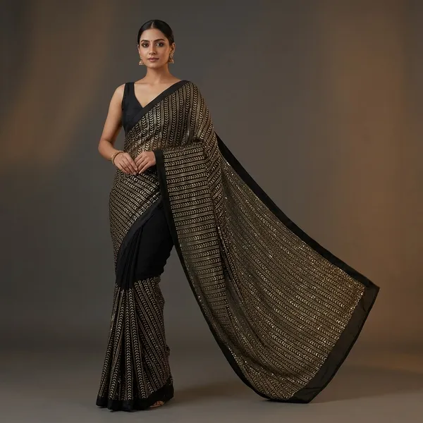 Black_Silk_Georgette_Embroidered_Saree_For_Women