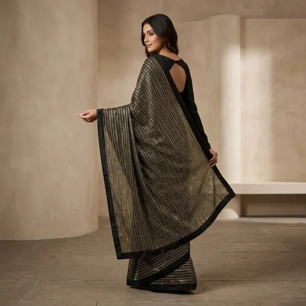 Black_Silk_Georgette_Embroidered_Saree_For_Women
