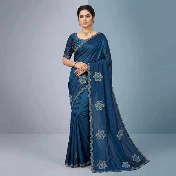 Blue_Silk_Embroidered_Saree_With_Blouse_For_Women